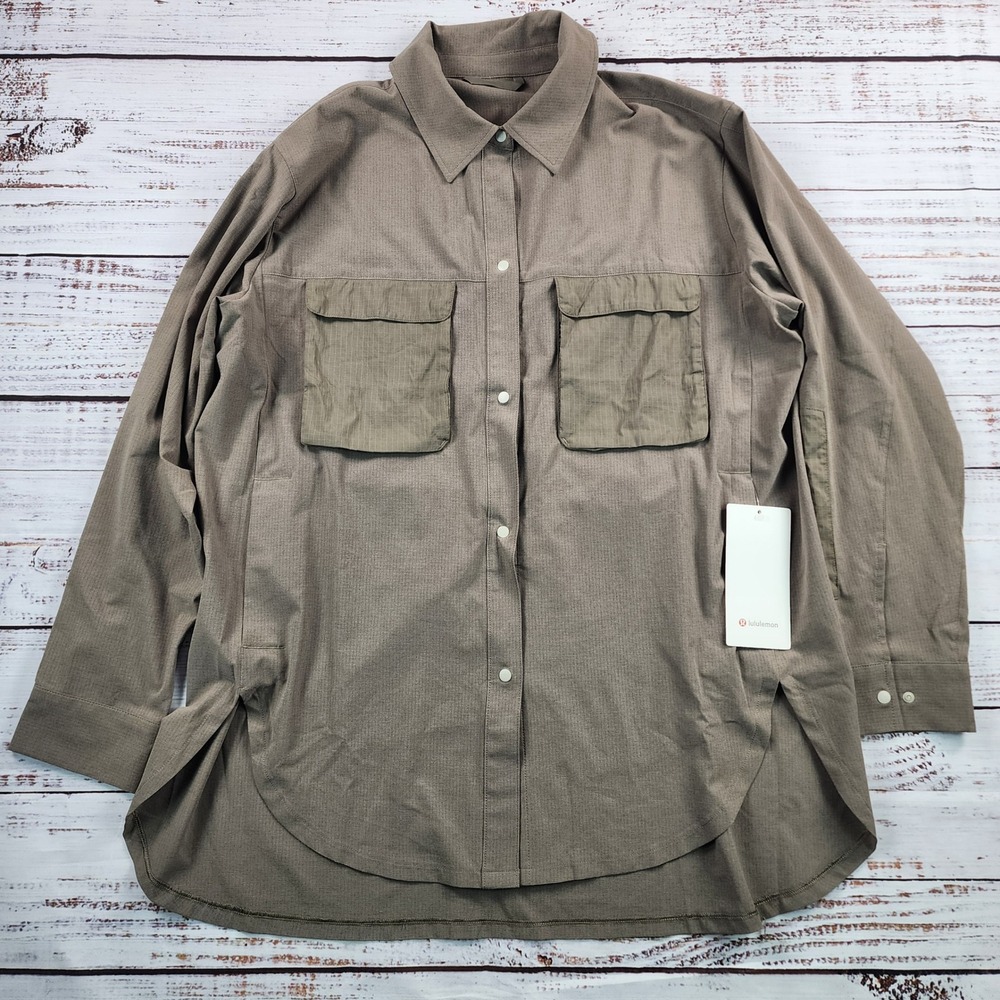 NWT lululemon WovenAir Hiking Overshirt Womens 12 Nomad Stretch Snap Shirt